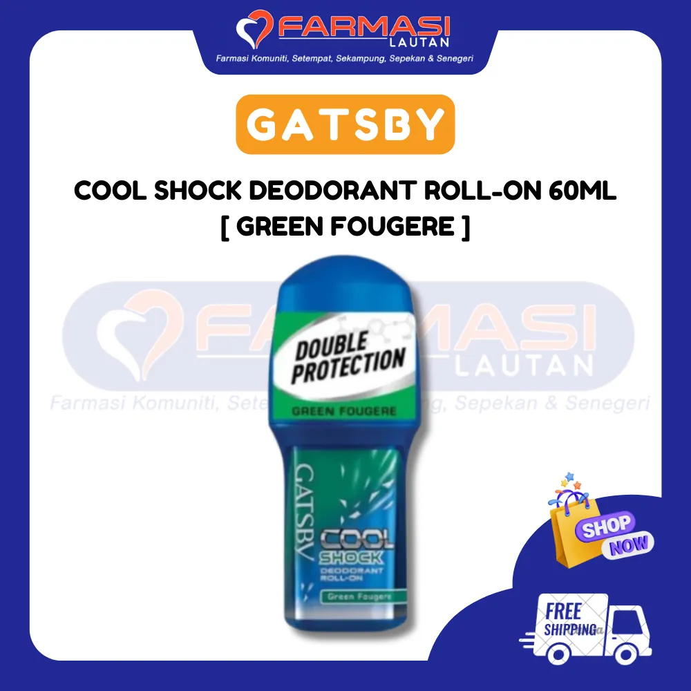 GATSBY COOL SHOCK DEODORANT ROLL-ON GREEN FOUGERE 60 ML