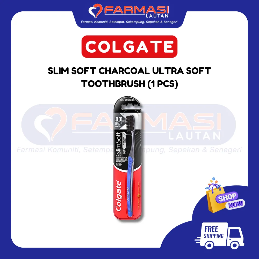 COLGATE TOOTHBRUSH SLIM SOFT CHARCOAL 1 PCS