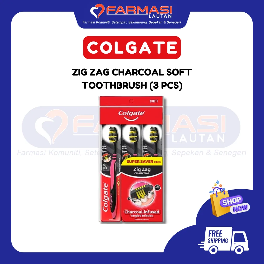 COLGATE ZIGZAG CHARCOAL SOFT TOOTHBRUSH B2F1