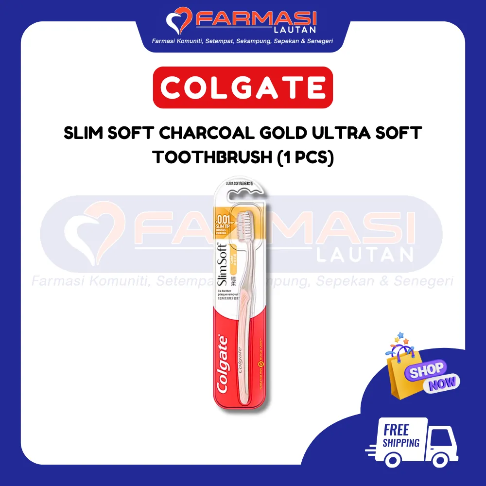 COLGATE TOOTHBRUSH SLIM SOFT CHARCOAL GOLD 1 PCS