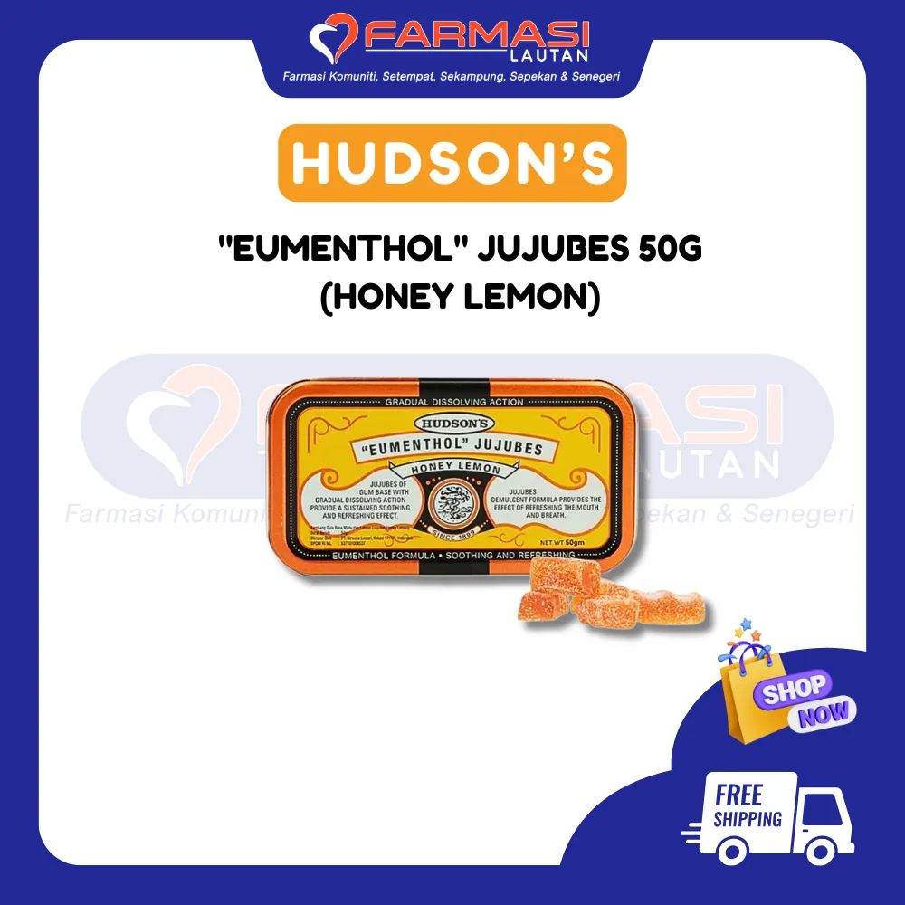 HUDSON'S "EUMENTHOL" JUJUBES HONEY LEMON 50 G TIN