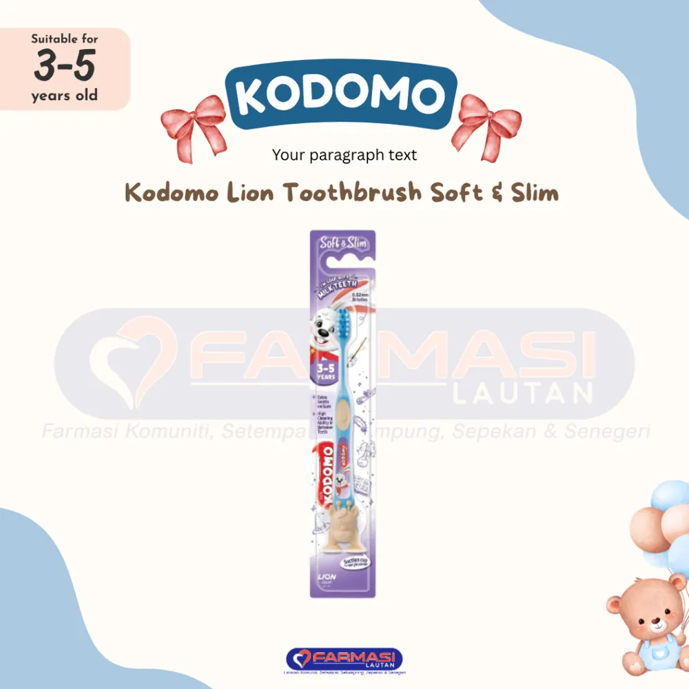 KODOMO LION TOOTHBRUSH SOFT & SLIM 3YRS-5YRS 1 PCS