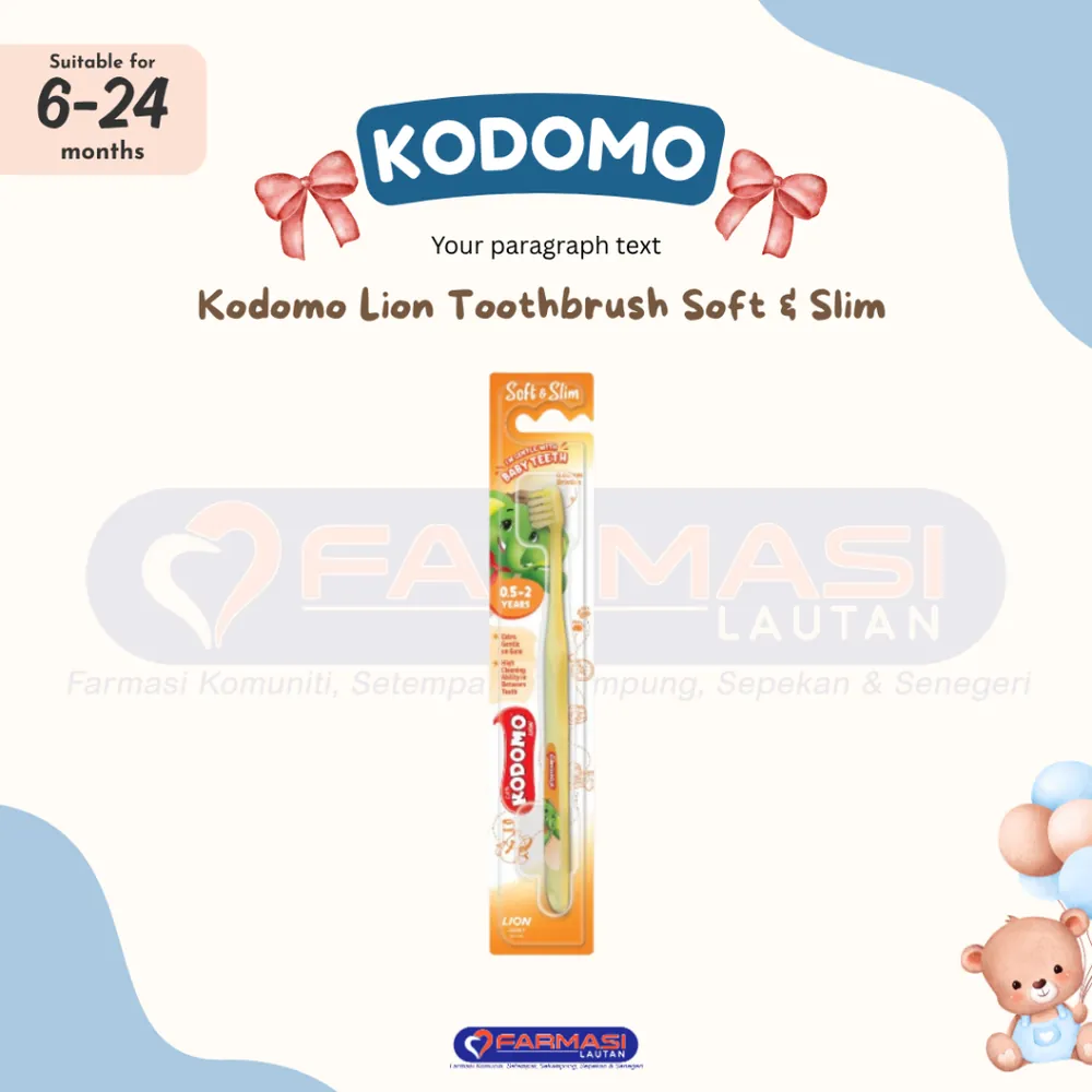 KODOMO LION TOOTHBRUSH SOFT & SLIM 6 MTHS-2 YRS 1 PCS