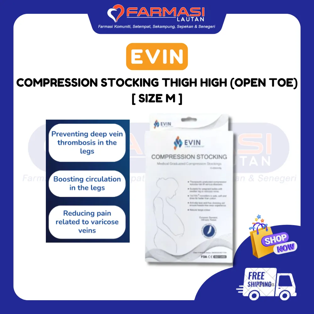 EVIN COMPRESSION STOCKING THIGH HIGH SAIZ M (TERBUKA)