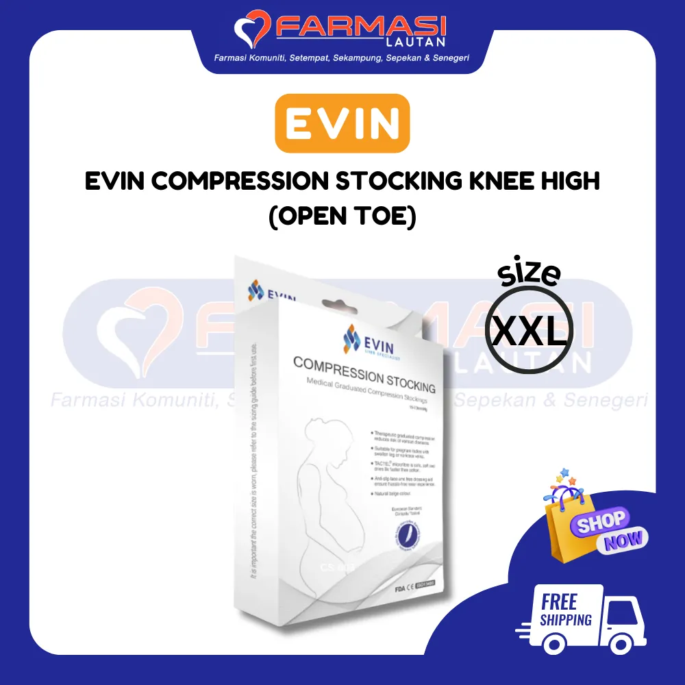 EVIN COMPRESSION STOCKING KNEE HIGH SAIZ XXL (TERBUKA)