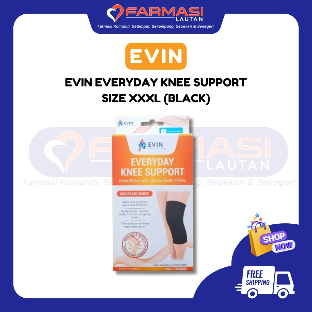 EVIN EVERYDAY KNEE SUPPORT SIZE XXXL (BLACK)