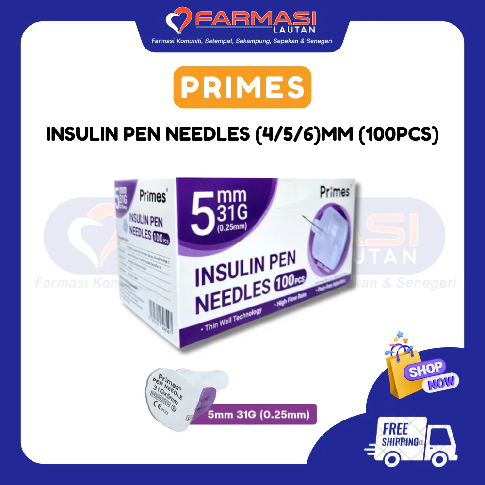 PRIMES INSULIN PEN NEEDLES 31 G X 5 MM 100 PCS (PURPLE)