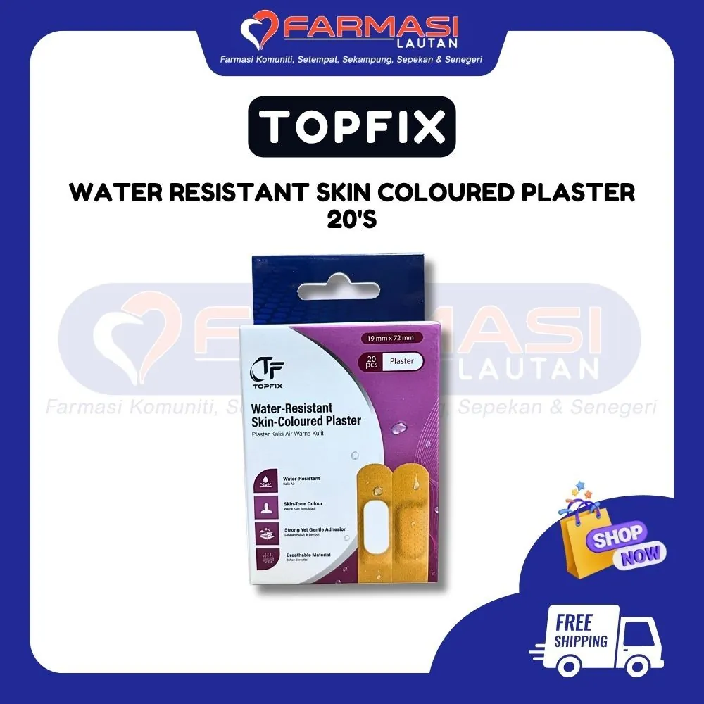 TOPFIX WATER RESISTANT SKIN COLOURED PLASTER 20'S