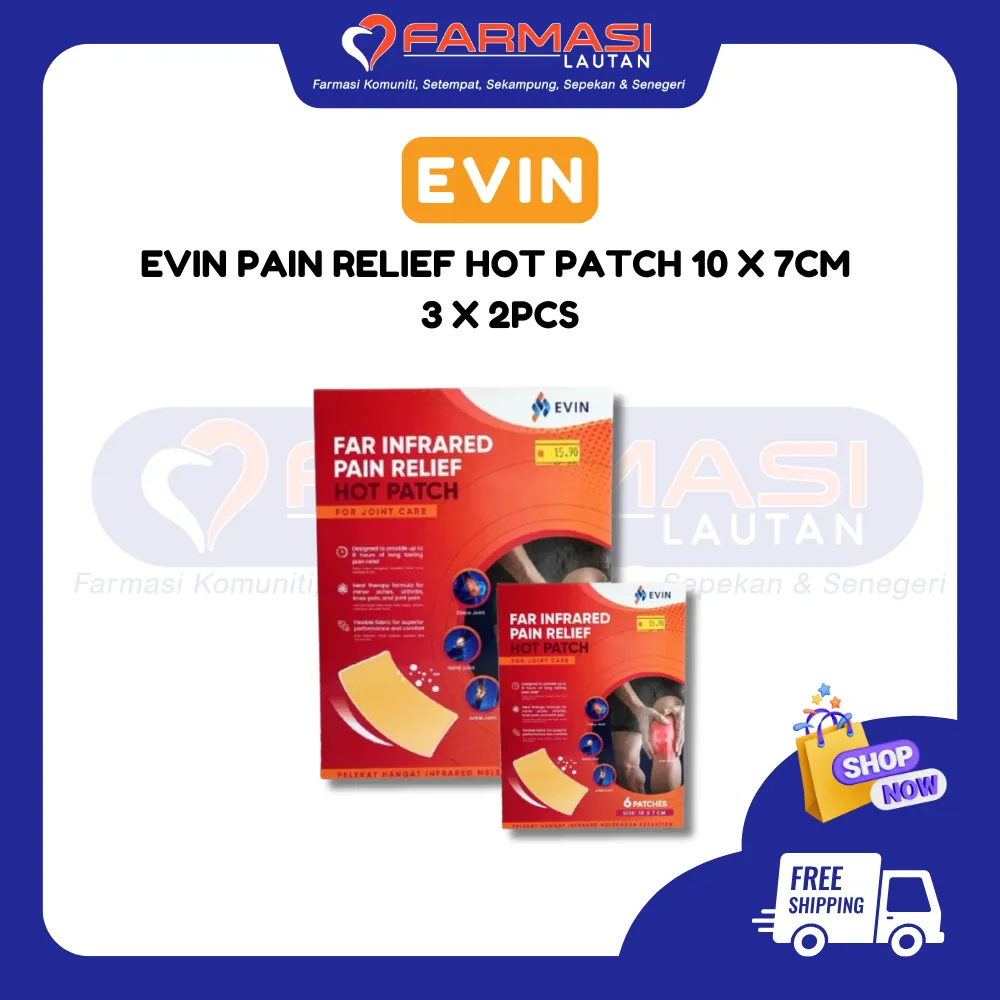 EVIN FAR INFRARED PAIN RELIEF HOT PATCH 10 X 7 CM 2 PCS 3 PCKTS