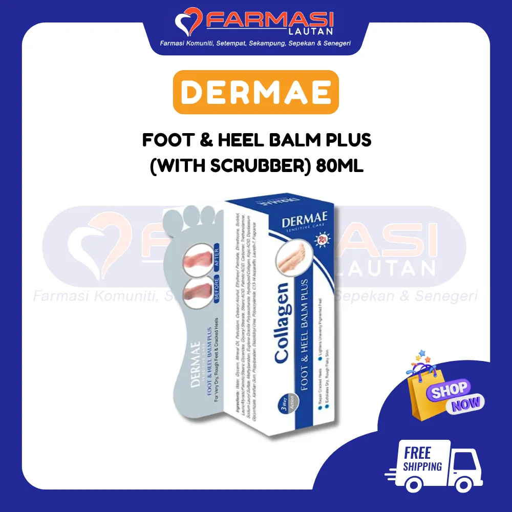 DERMAE FOOT AND HEEL BALM PLUS (WITH SCRUBBER) 80 ML