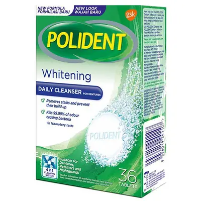 Polident Whitening Daily Cleanser 36 Tabs