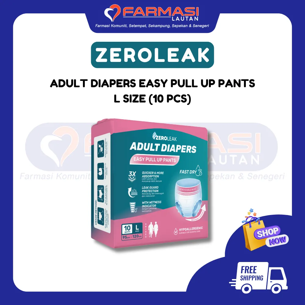 ZERO LEAK ADULT PANTS SIZE L 10 PCS (PINK)