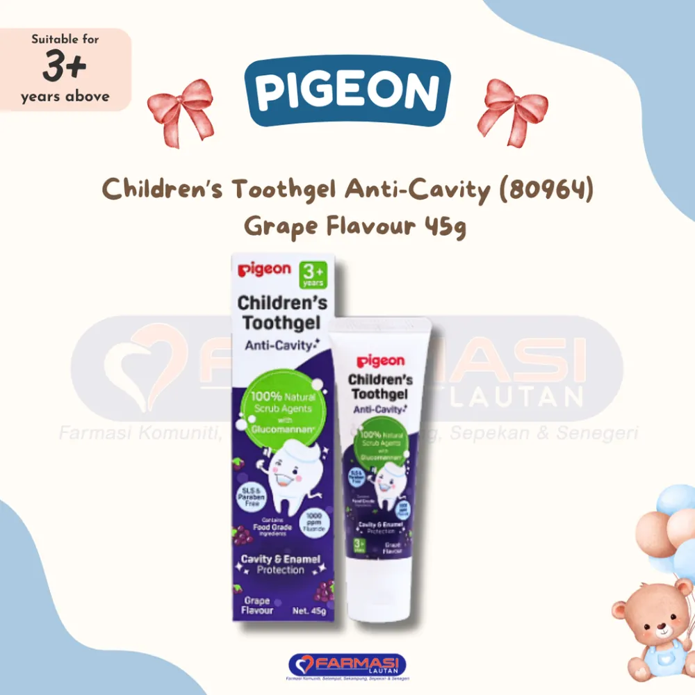 PIGEON 80964  CHILDREN'S TOOTHGEL ANTI CAVITY GRAPE 45 G
