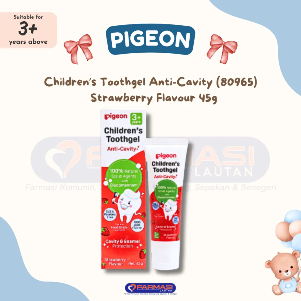 PIGEON 80965 CHILDREN'S TOOTHGEL ANTI CAVITY STRAWBERRY 3+ YRS 45 G