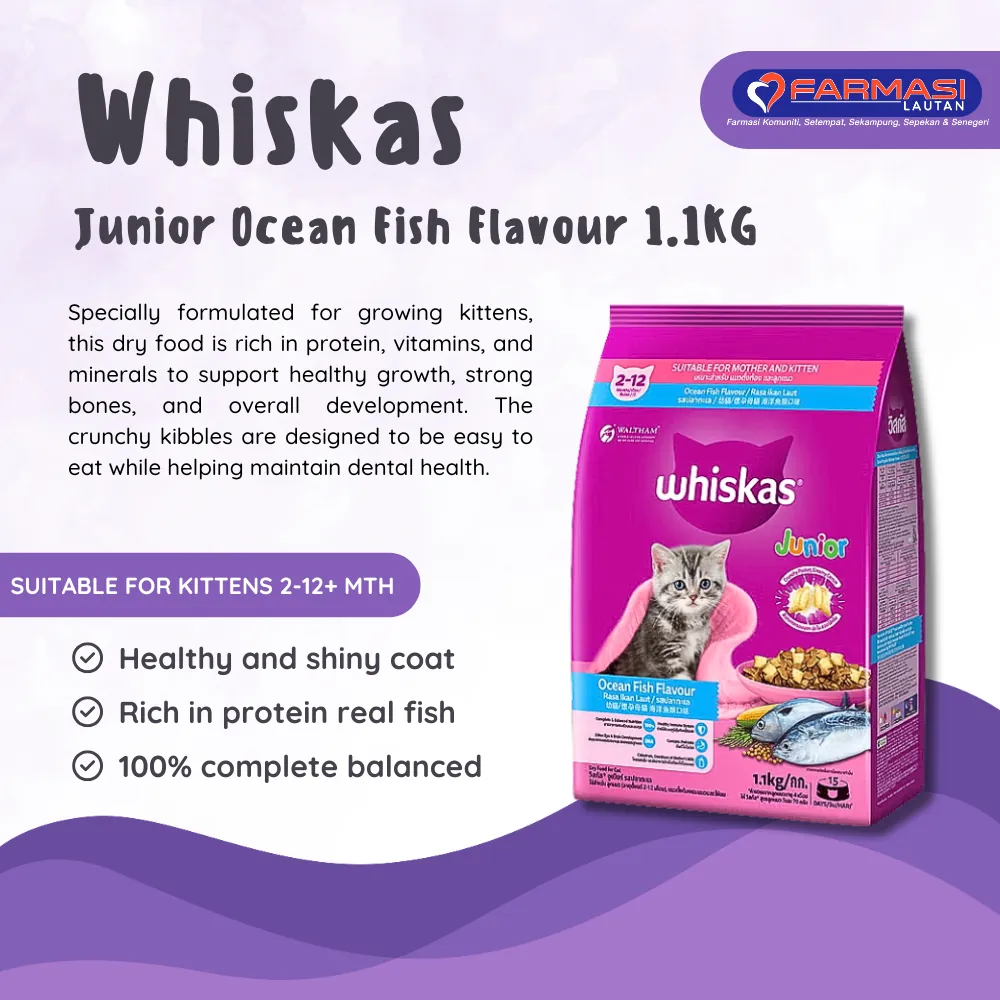 WHISKAS JUNIOR OCEAN FISH FLAVOUR 1.1 KG