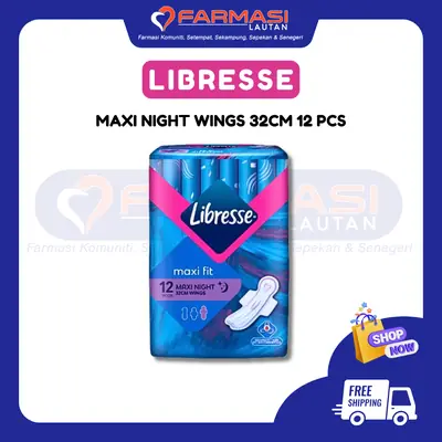 LIBRESSE MAXI NIGHT WINGS 32 CM 12 PADS