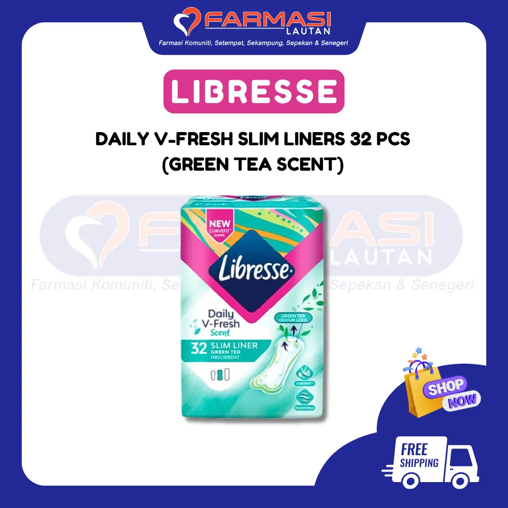 LIBRESSE DAILY V-FRESH SCENT SLIM LINER GREEN TEA 32 PADS