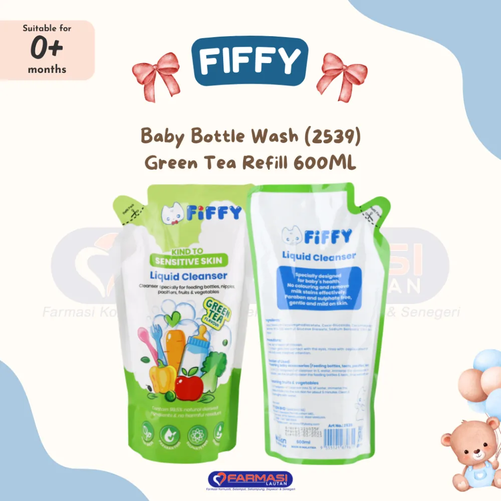 FIFFY 2539 BABY BOTTLE WASH GREEN TEA REFILL 600 ML