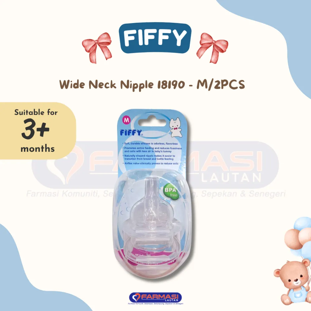 FIFFY WIDE NECK NIPPLE 2PCS 18190-M