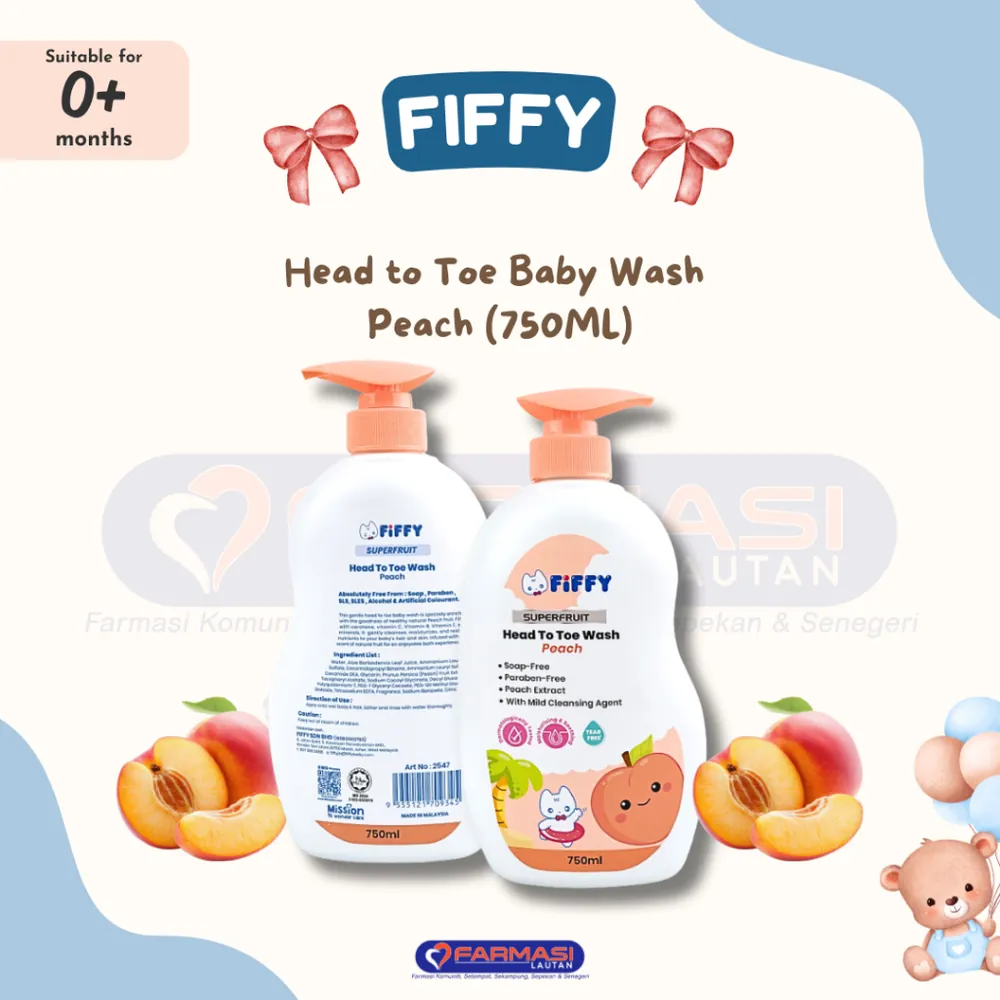 FIFFY HEAD TO TOE BODY WASH CUTIE TARTY PEACH 750 ML