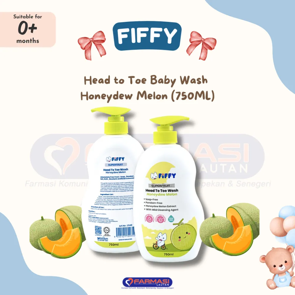 FIFFY HEAD TO TOE BABY WASH DEWY MELON 750 ML