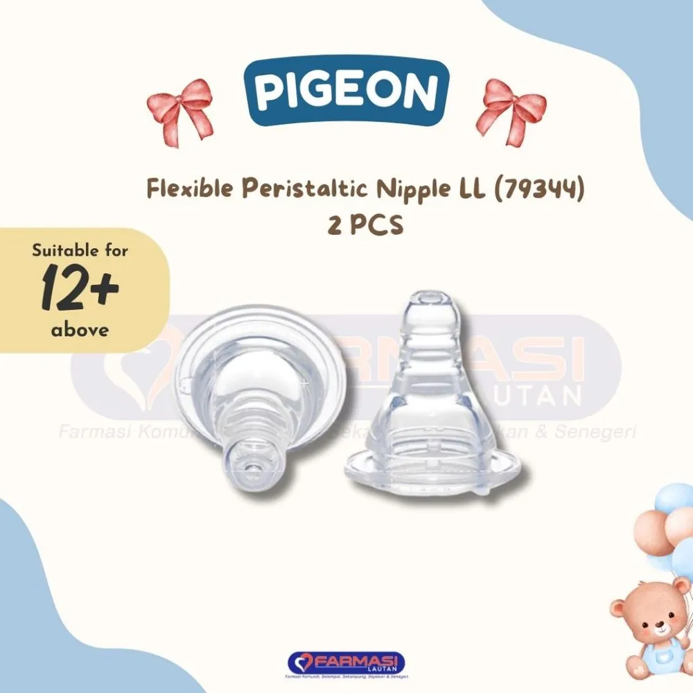 PIGEON 79344 FLEXIBLE PERISTALTIC NIPPLE LL 12+ MONTHS 2 PCS