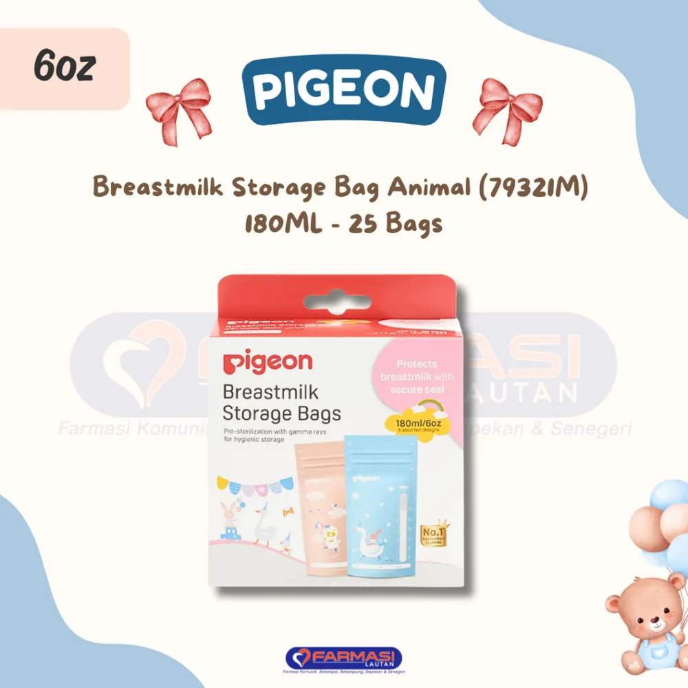 PIGEON 79321M BREASTMILK STORAGE BAG ANIMAL 180 ML 25 BAGS