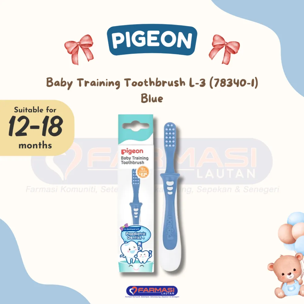 PIGEON 78340-1 BABY TRAINING TOOTHBRUSH L-3 (BLUE)