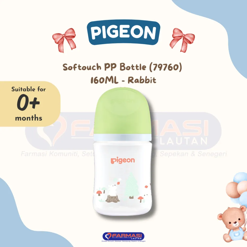 PIGEON 79760 SOFTOUCH PP BOTTLE 0+ MONTHS RABBIT 160 ML