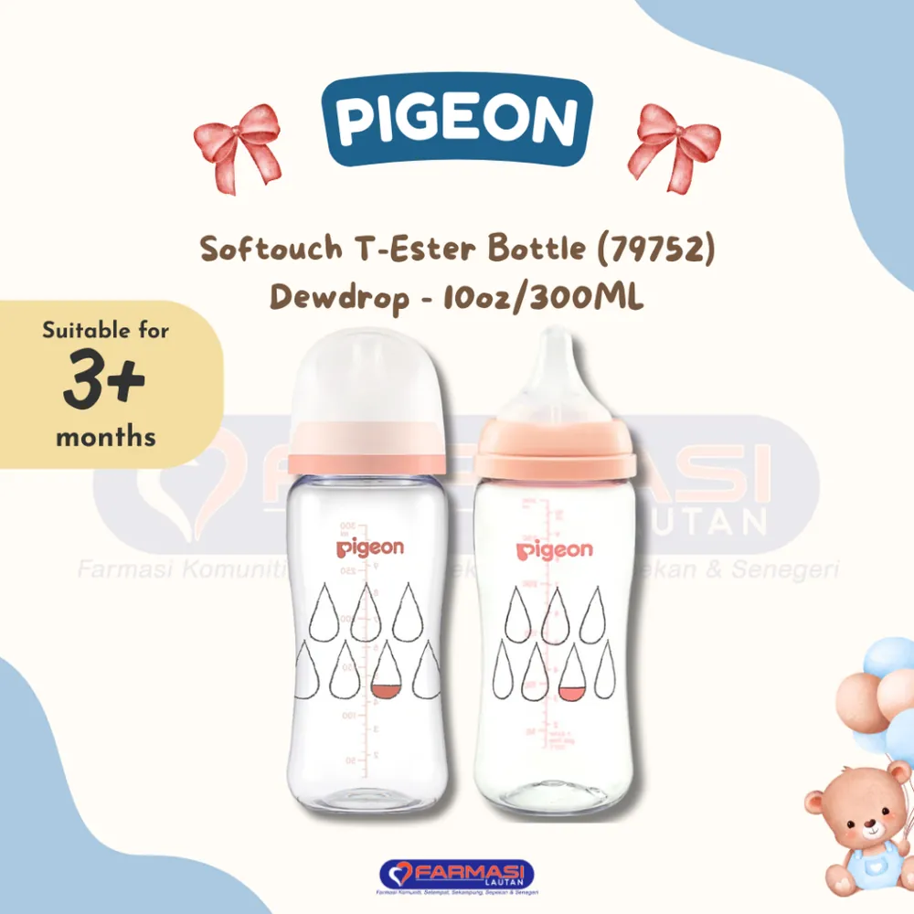 PIGEON 79752 SOFTOUCH T-ESTER BOTTLE DEW DROP 3+ MONTHS 300 ML