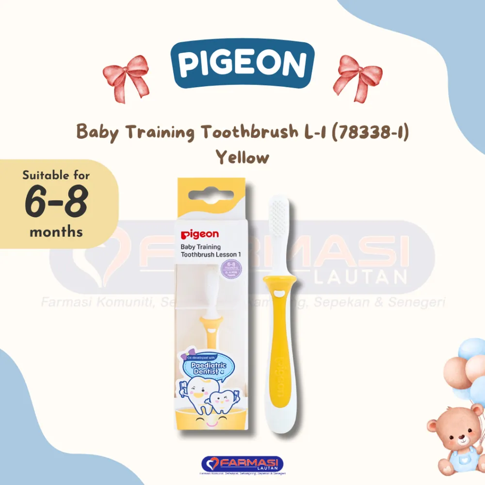 PIGEON 78338-1 BABY TRAINING TOOTHBRUSH L-1 (YELLOW)