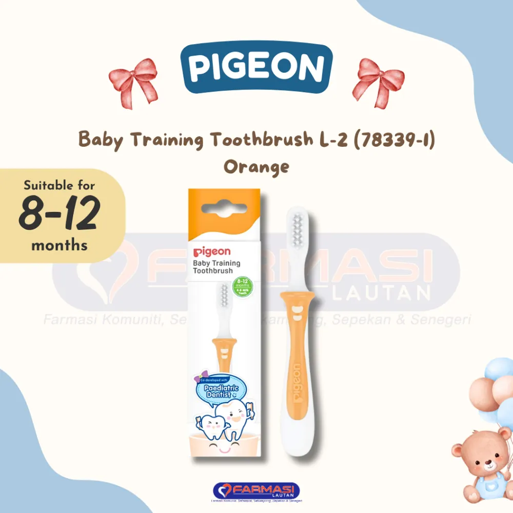 PIGEON 78339-1 BABY TRAINING TOOTHBRUSH L-2 (ORANGE)