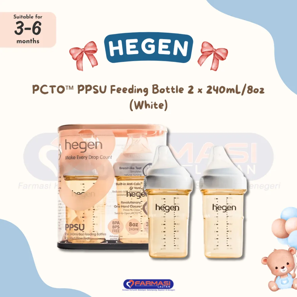 HEGEN PPSU FEEDING BOTTLE 3+ MONTHS 240 ML X 2