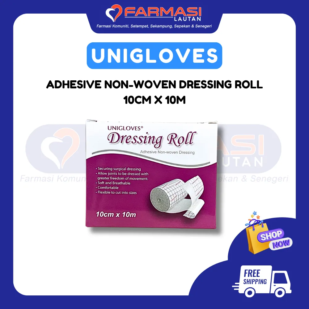 UNIGLOVES ADHESIVE DRESSING ROLL 10 CM X 10 M