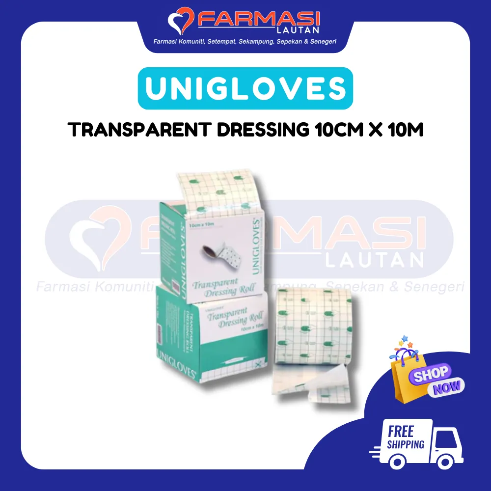 UNIGLOVES TRANSPARENT DRESSING 10 CM X 10 M