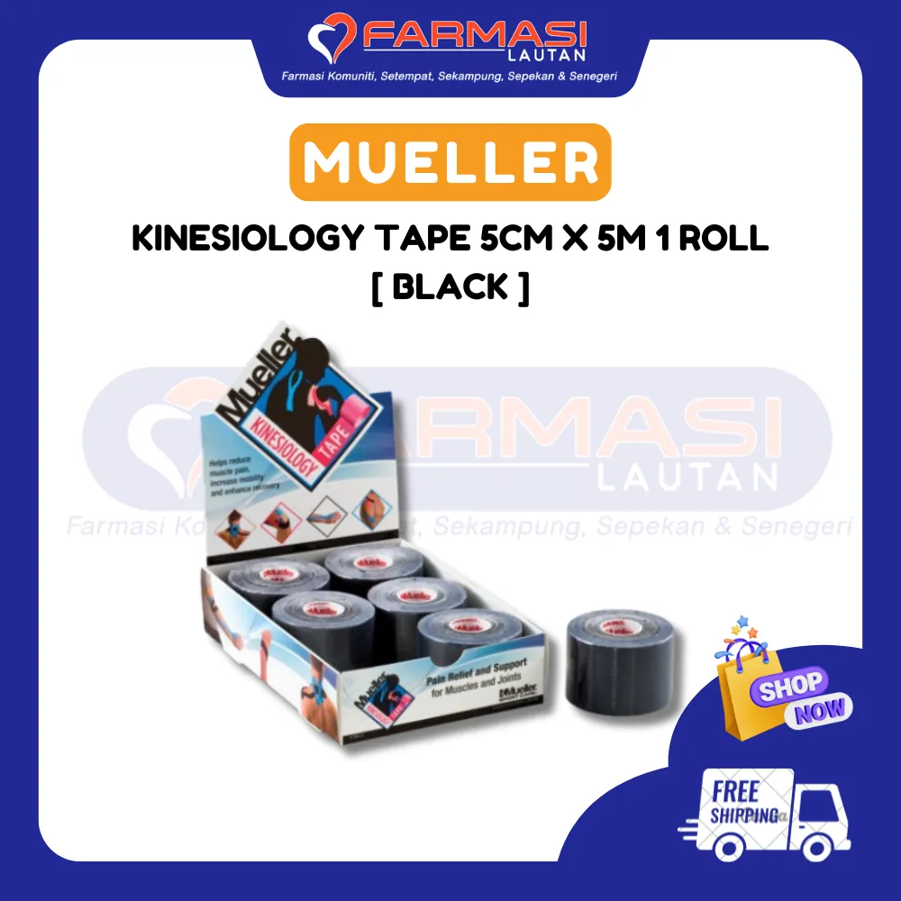 KINESIOLOGY TAPE 5 CM X 5 M BLACK 1 ROLL