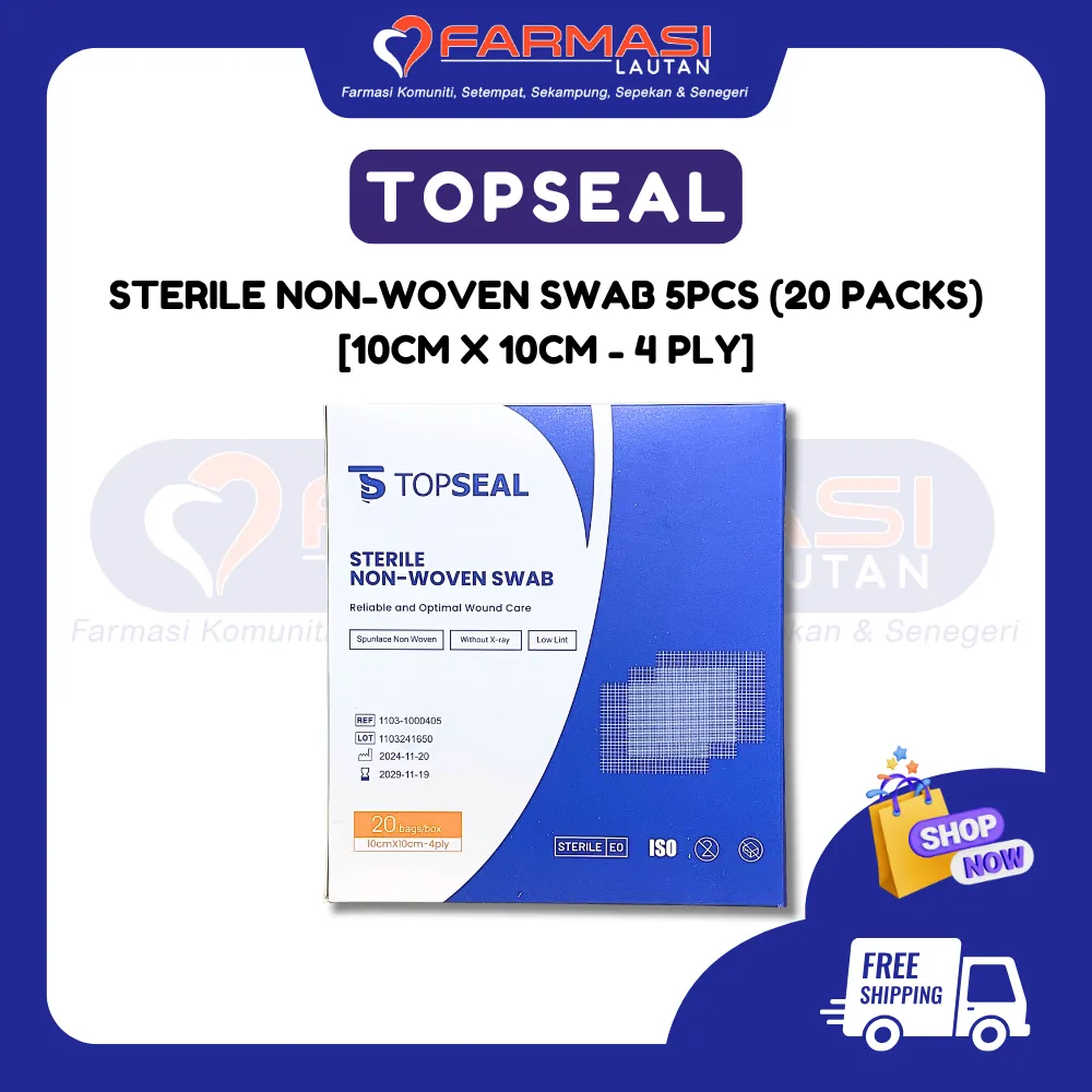 TOPSEAL STERILE NON WOVEN SWAB 4 PLY 10 CM X 10 CM 20 PCKTS (5 PCS)