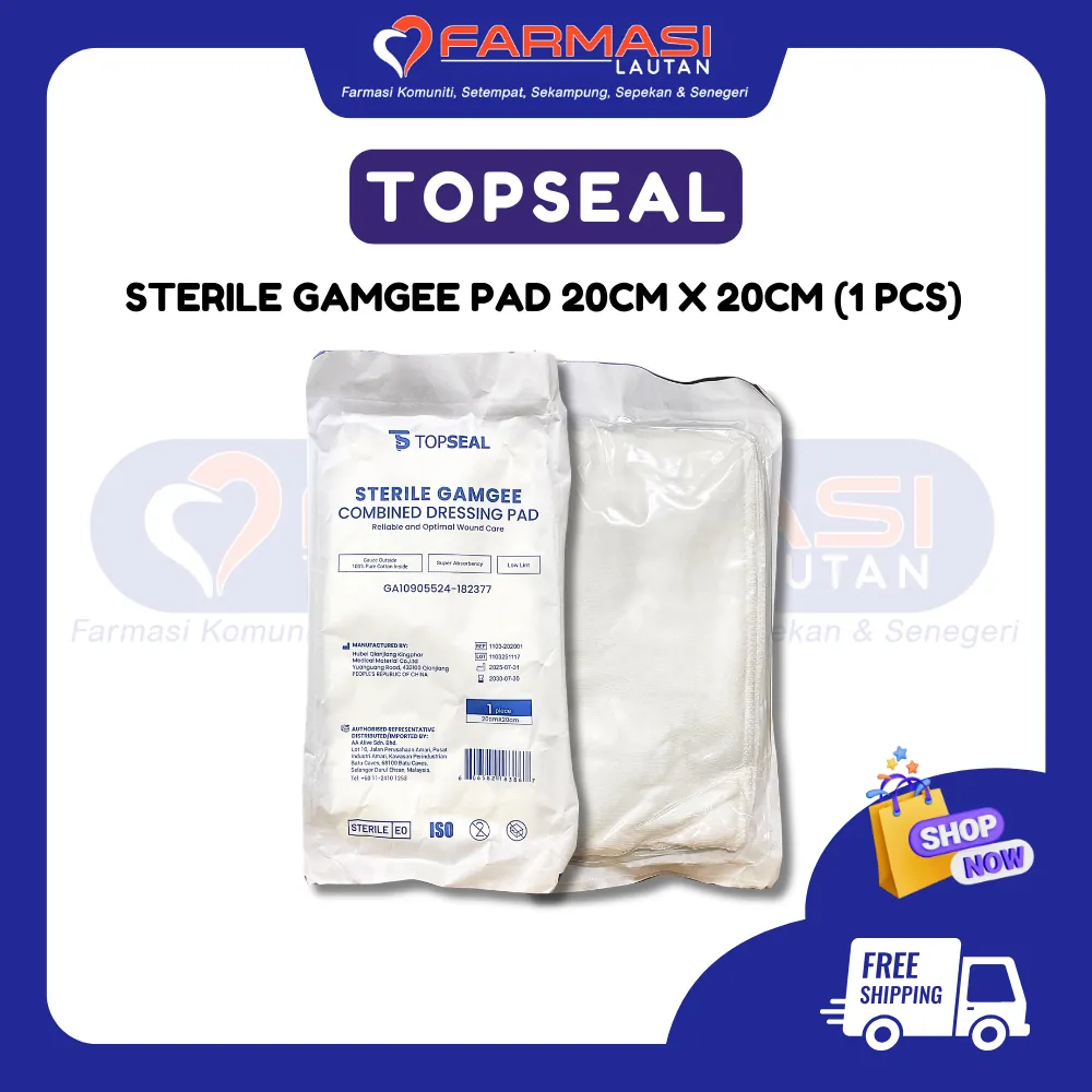 TOPSEAL STERILE GAMGEE PAD 20 CM X 20 CM 1 PCS
