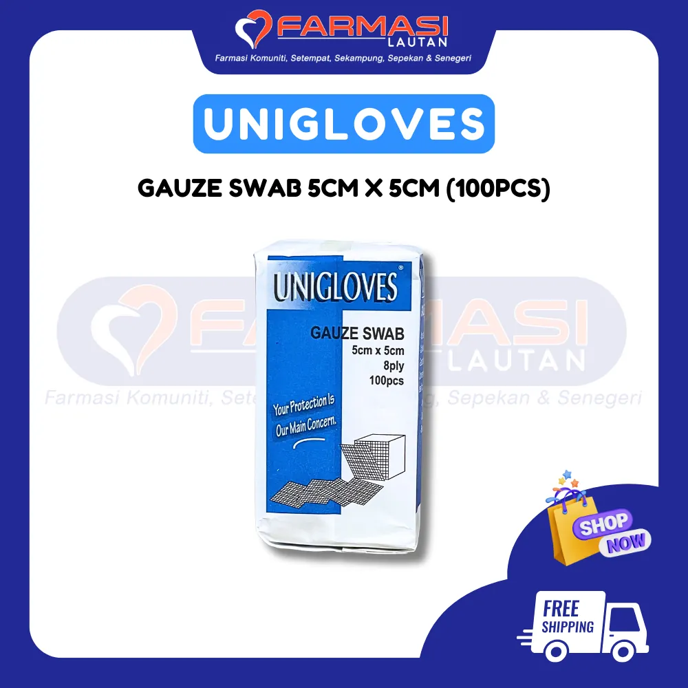 UNIGLOVES GAUZE SWAB 8 PLY 5 CM X 5 CM 100 PCS