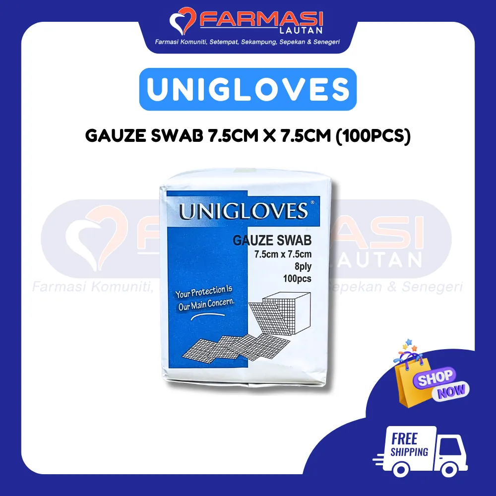 UNIGLOVES GAUZE SWAB 8 PLY 7.5 CM X 7.5 CM 100 PCS