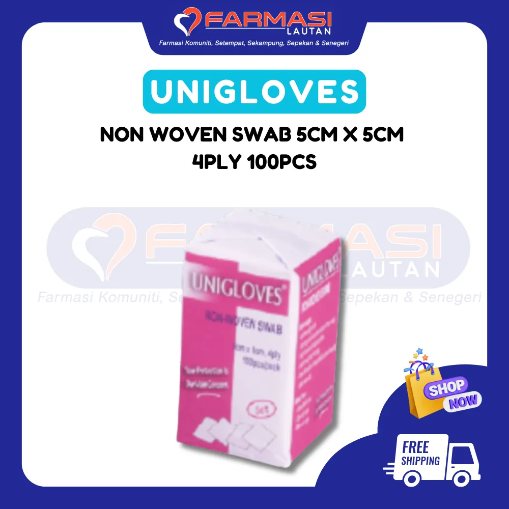UNIGLOVES NON WOVEN SWAB 5CM x 5CM 4PLY 100 PCS
