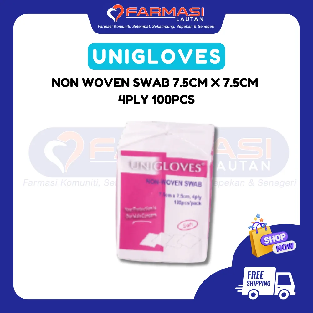 UNIGLOVES NON WOVEN SWAB 7.5 CM x 7.5 CM 4 PLY 100 PCS