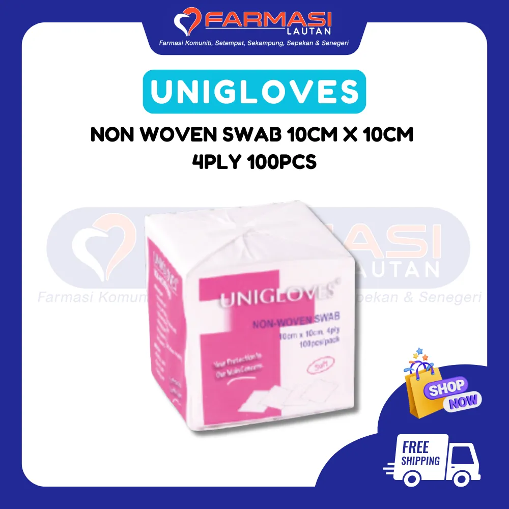 UNIGLOVES NON WOVEN SWAB 10 CM x 10 CM 4PLY 100 PCS
