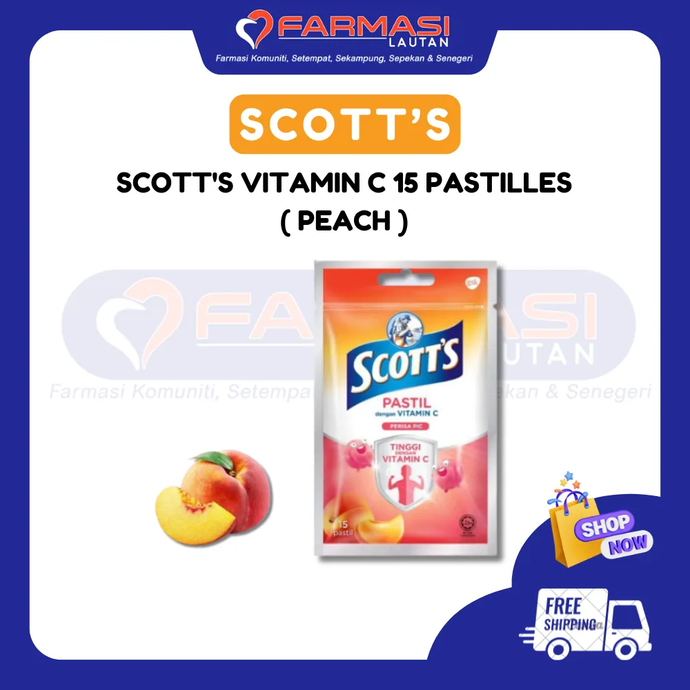 SCOTT'S VIT C PEACH FLAVOUR 30G 15 PASTILLES