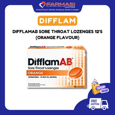 Difflamab Sore Throat Lozenges Orange 12 LZGS
