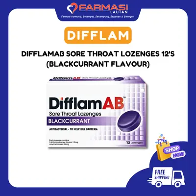 DIFFLAMAB SORE THROAT LOZENGES BLACKURRANT 12 LZGS