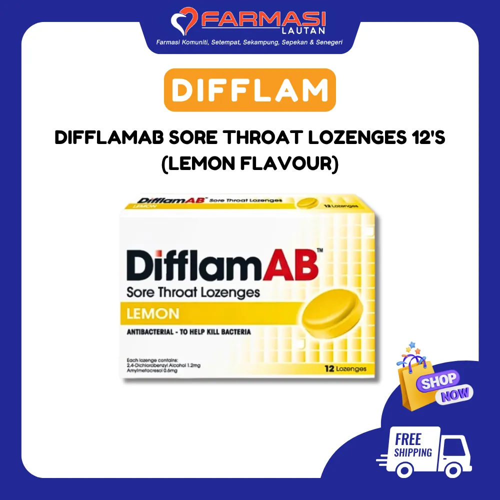DIFFLAMAB SORE THROAT LOZENGES LEMON 12 LZGS