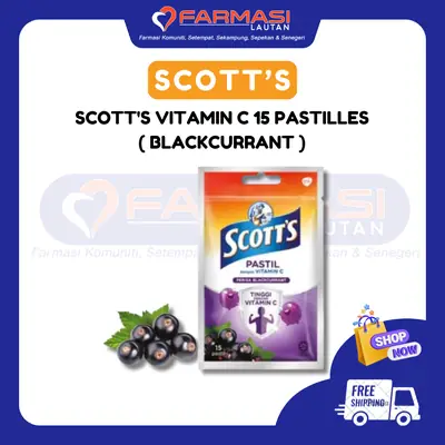 SCOTT'S VIT C BLACKCURRANT 30G 15 PASTILLES