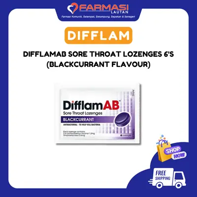 Difflamab Sore Throat Lozenges Blackcurrant 6 LZGS