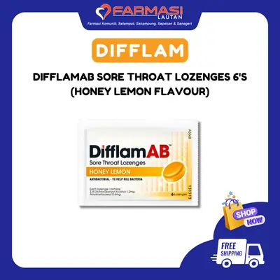 Difflamab Sore Throat Lozenges Honey Lemon 6 LZGS